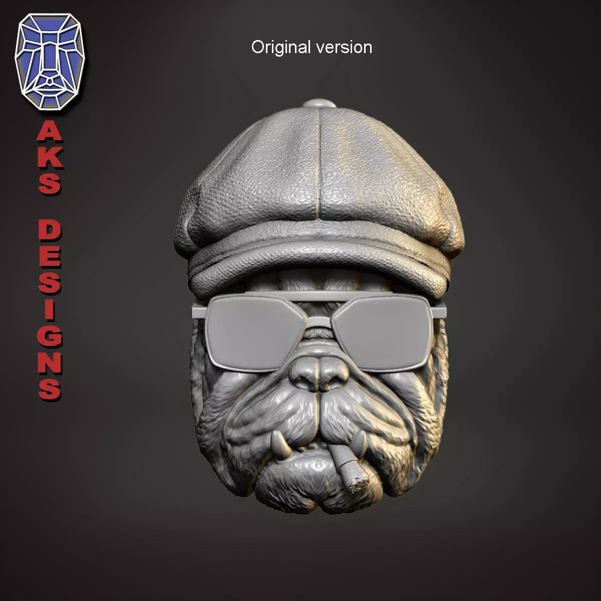 Gangster bulldog version 2 Bas relief wall art 3D print model_0