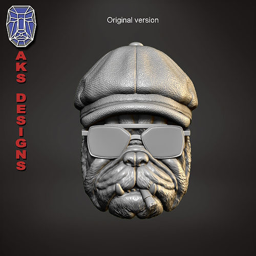 Gangster bulldog version 2 Bas relief wall art 3D print model