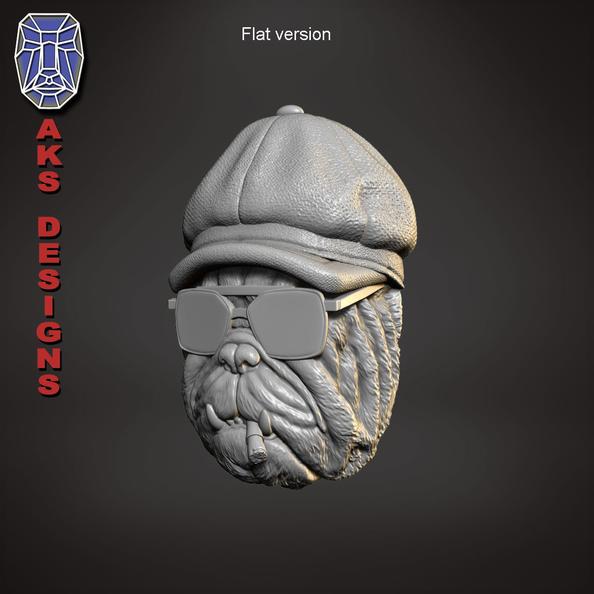 Gangster bulldog version 2 Bas relief wall art 3D print model_13