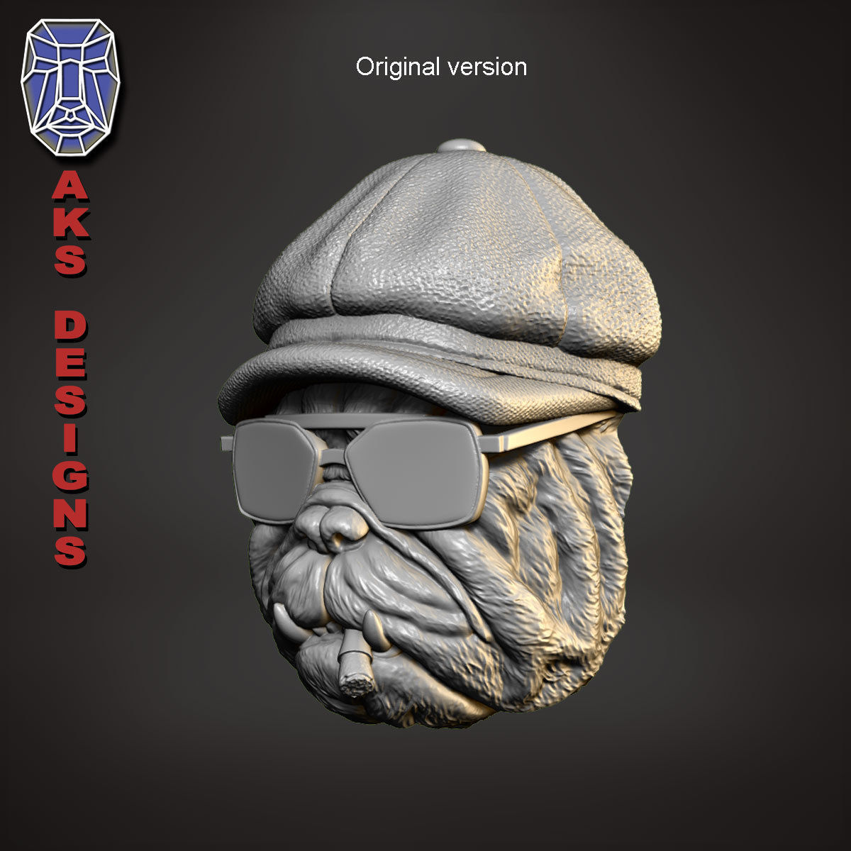 Gangster bulldog version 2 Bas relief wall art 3D print model_1