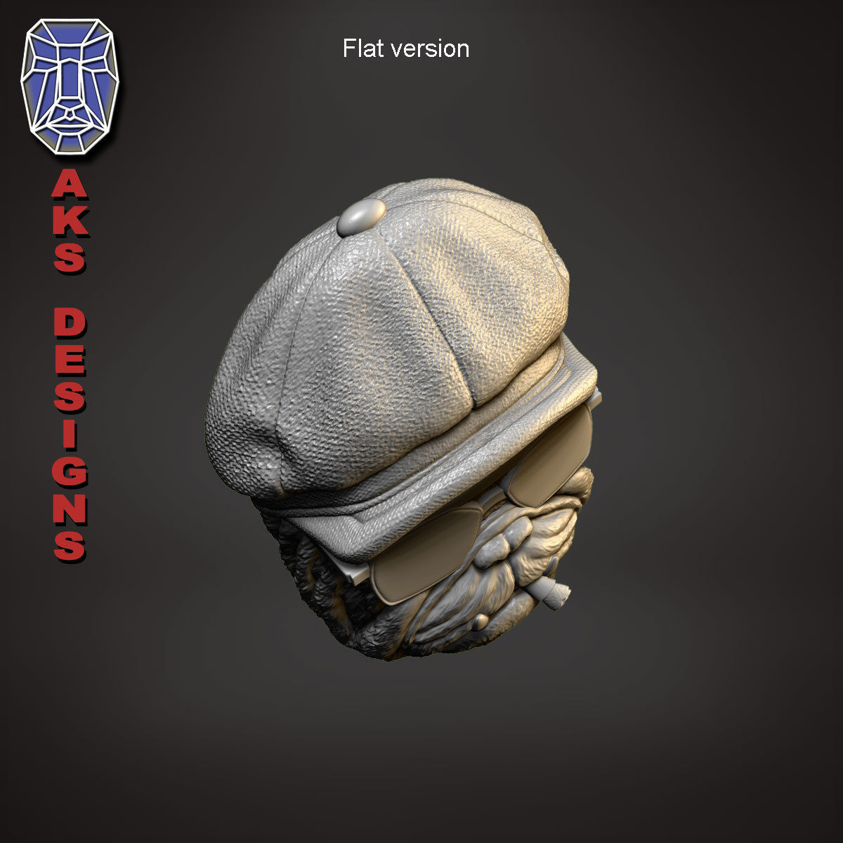 Gangster bulldog version 2 Bas relief wall art 3D print model_18