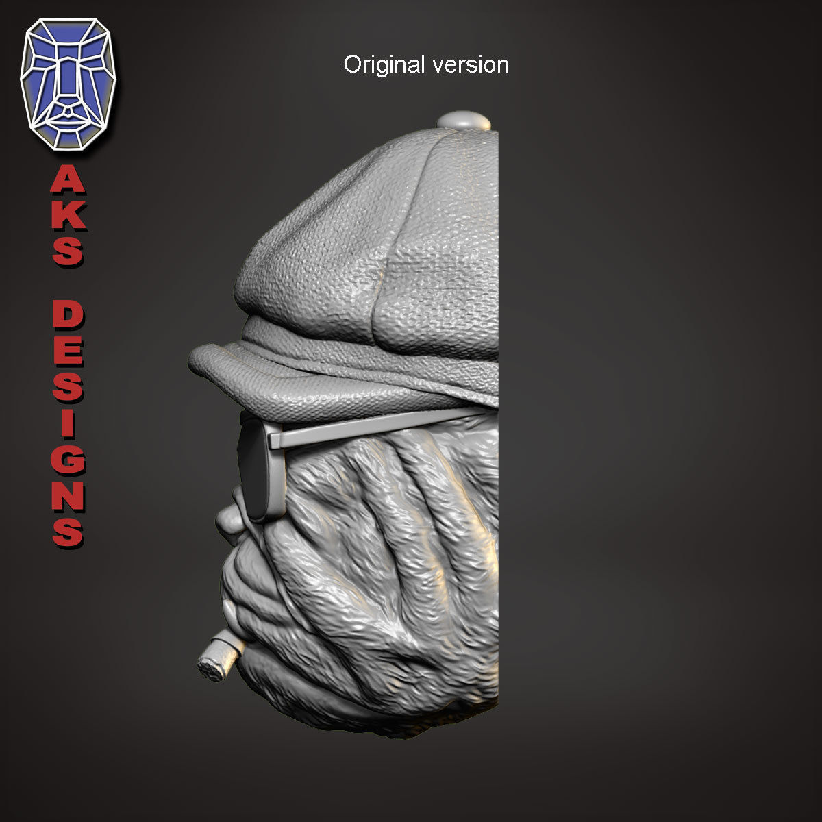 Gangster bulldog version 2 Bas relief wall art 3D print model_2