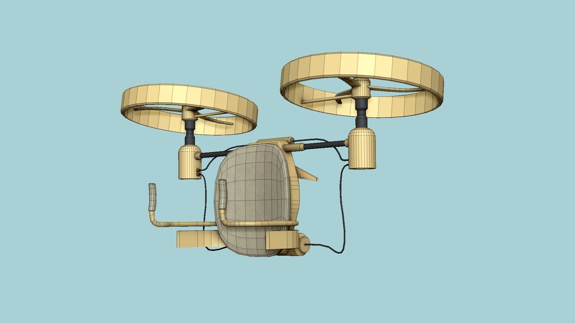 Jetpack Electric B07 Golden - SciFi Character Design Low-poly 3D model_6