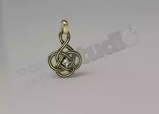 Woven texture pendant with gem 3d model 3D print model