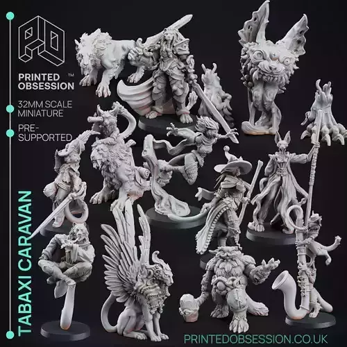 Tabaxi Caravan - 14 Model Value Pack - 3d Printable Miniatures 3D print model