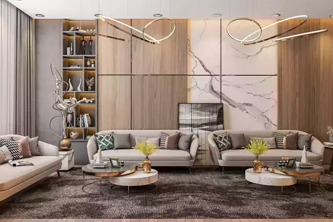 Luxury Living room 3D model 3D model