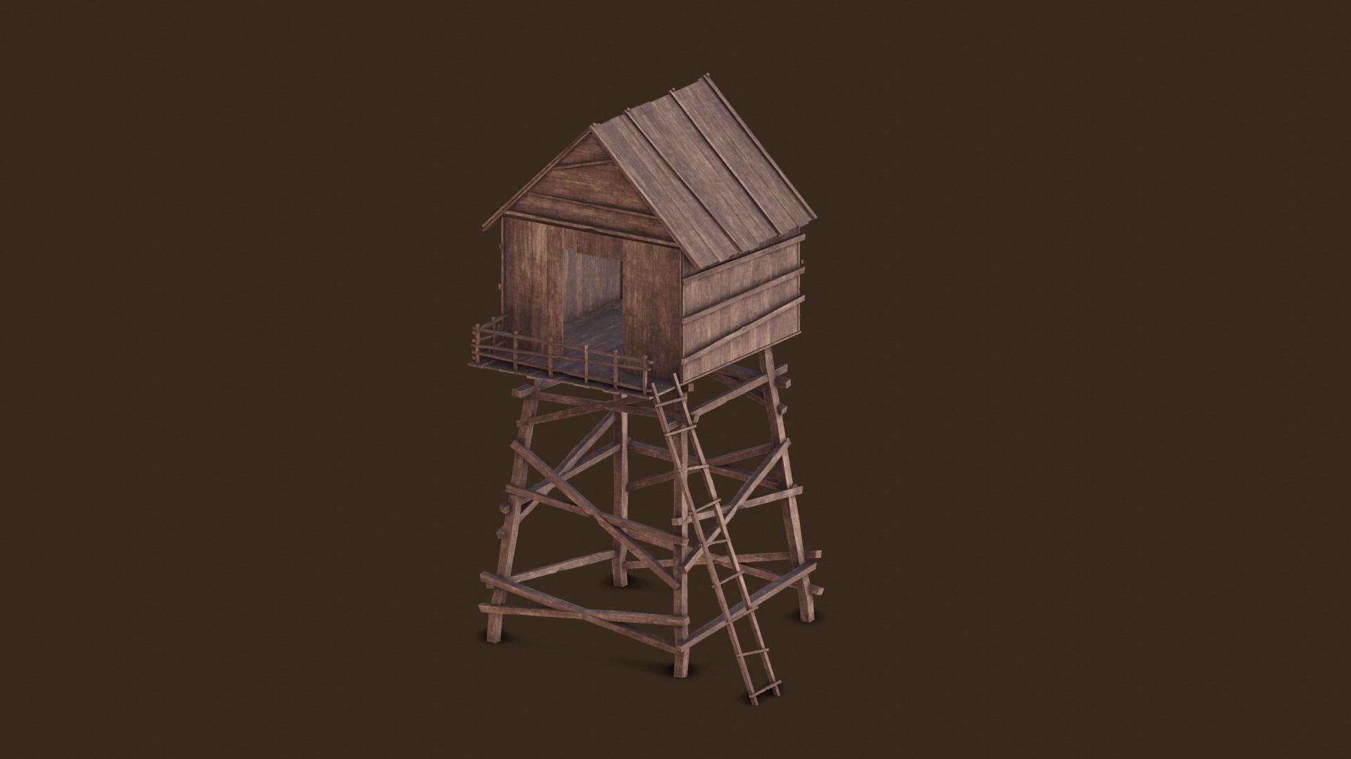 Watch Tower Low-poly 3D model_4