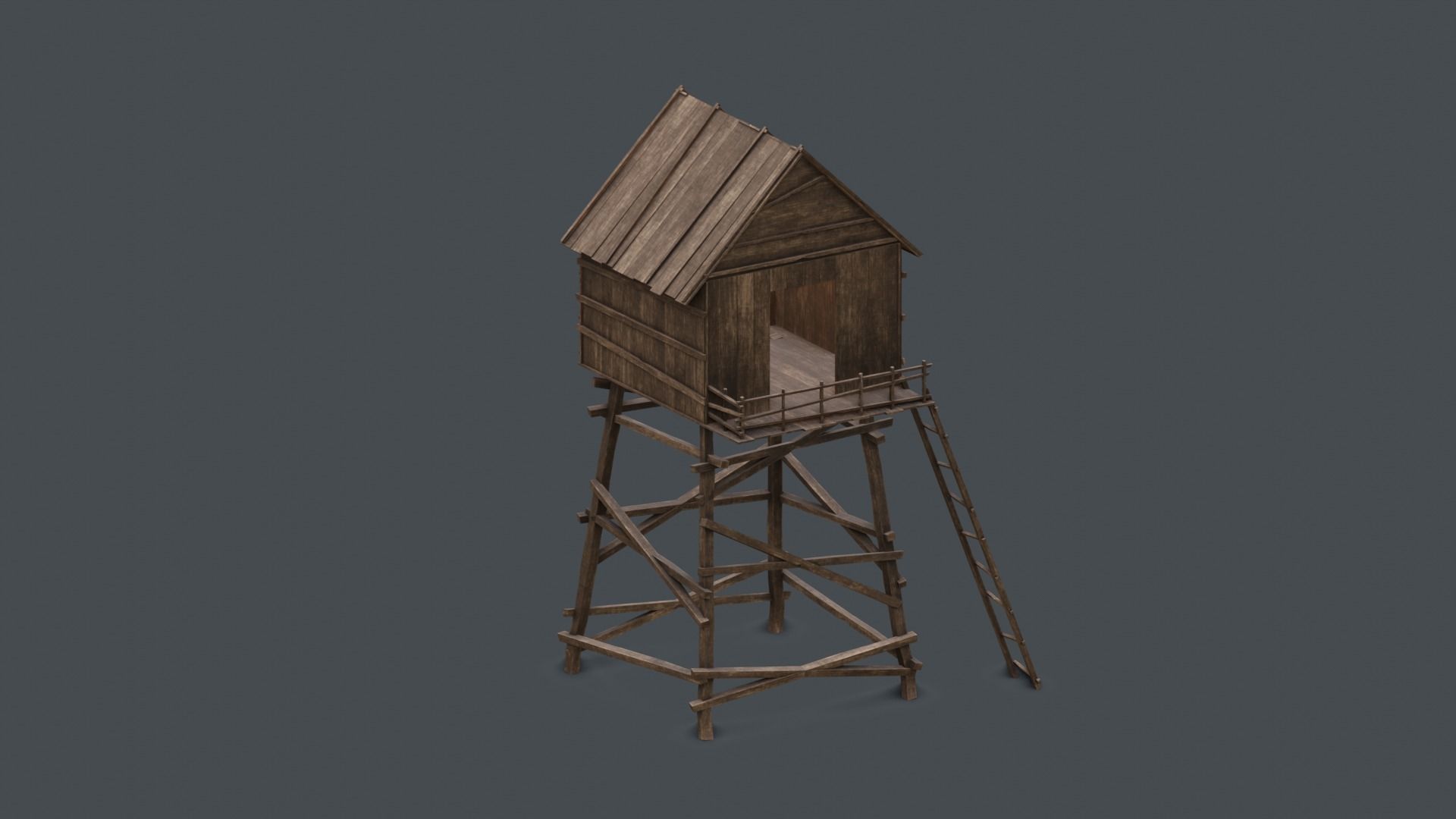 Watch Tower Low-poly 3D model_2