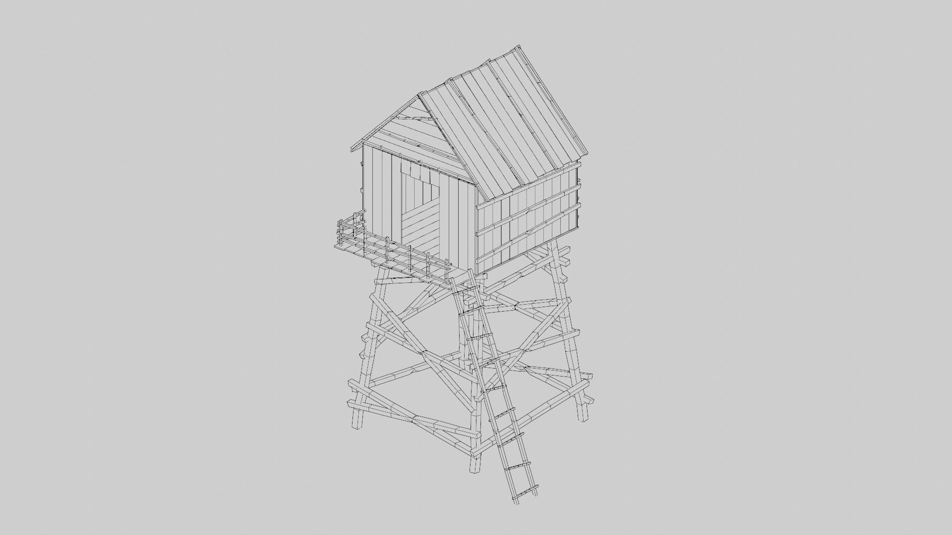 Watch Tower Low-poly 3D model_12