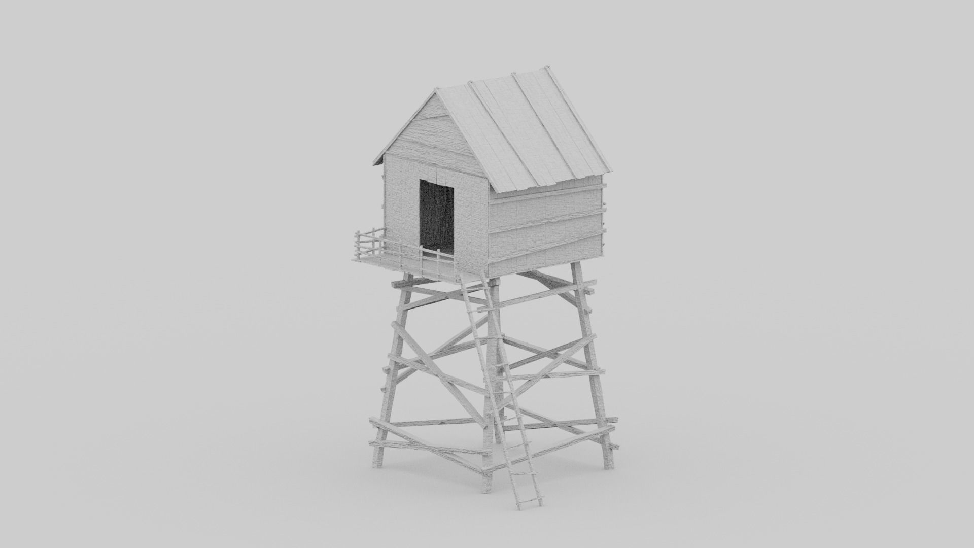 Watch Tower Low-poly 3D model_10