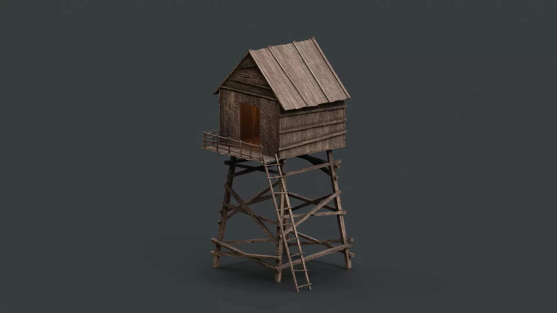 Watch Tower Low-poly 3D model_0