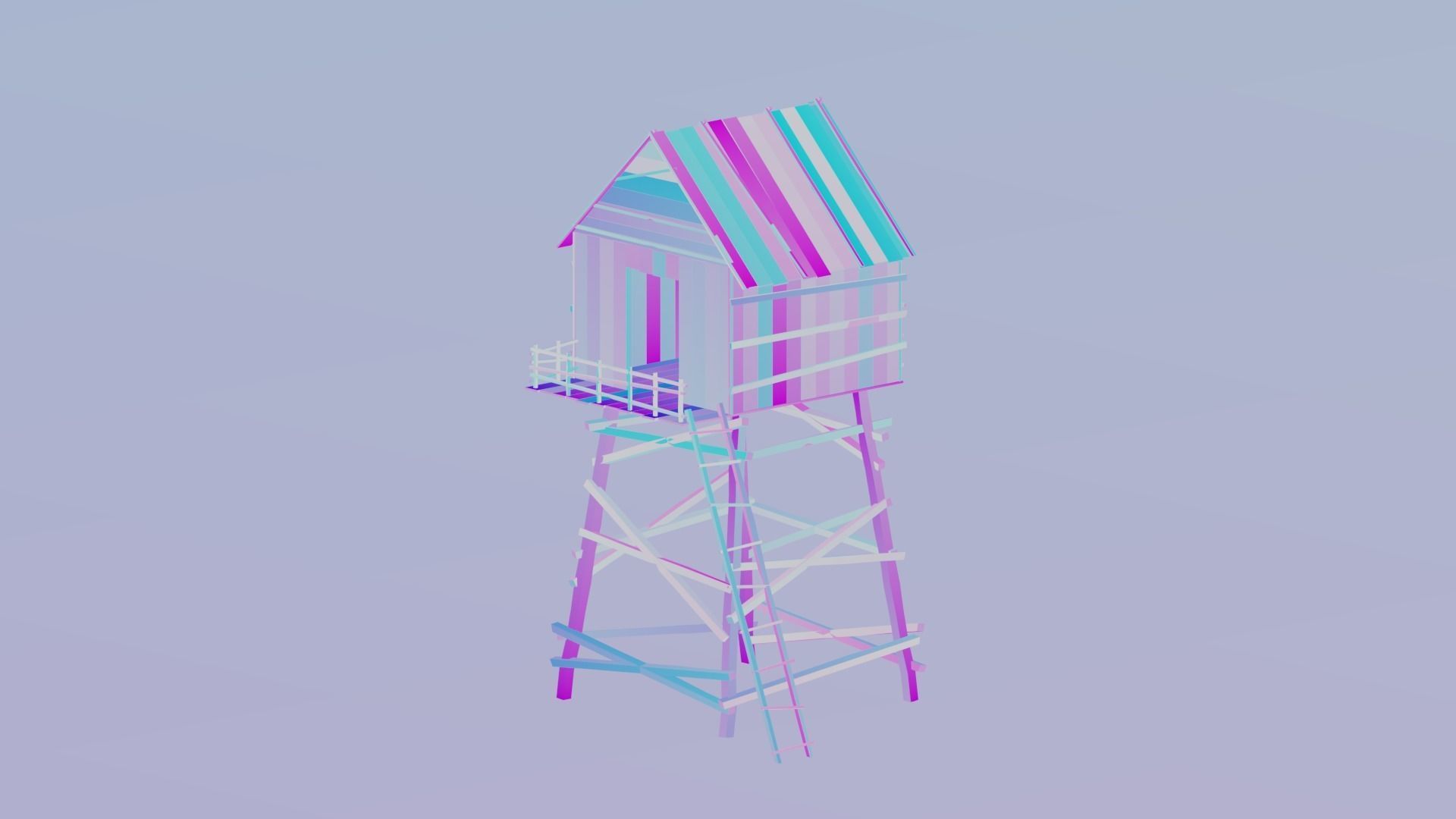 Watch Tower Low-poly 3D model_8