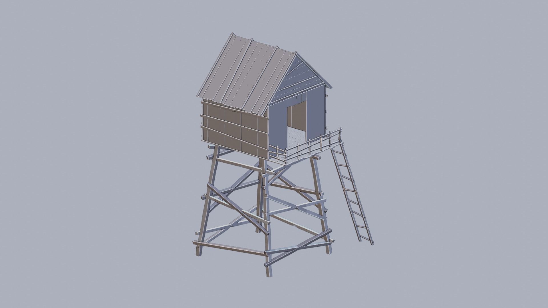 Watch Tower Low-poly 3D model_9