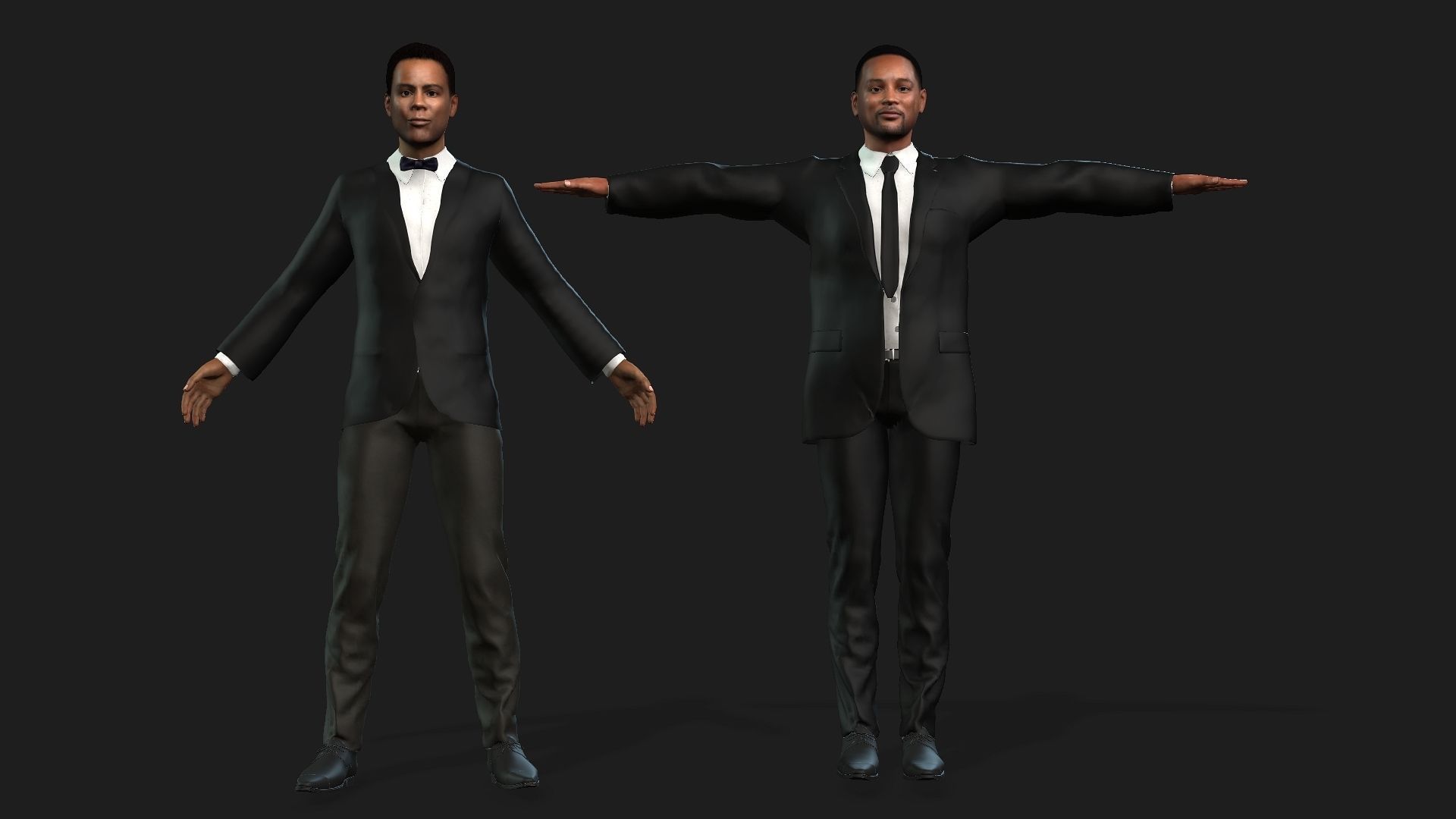 Will Smith and Chris Rock Full Rigged with Face rig 100 Morph 3D model_2