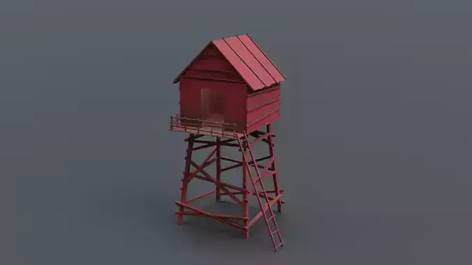  Watch Tower Metal Low-poly 3D model
