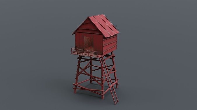  Watch Tower Metal Low-poly 3D model