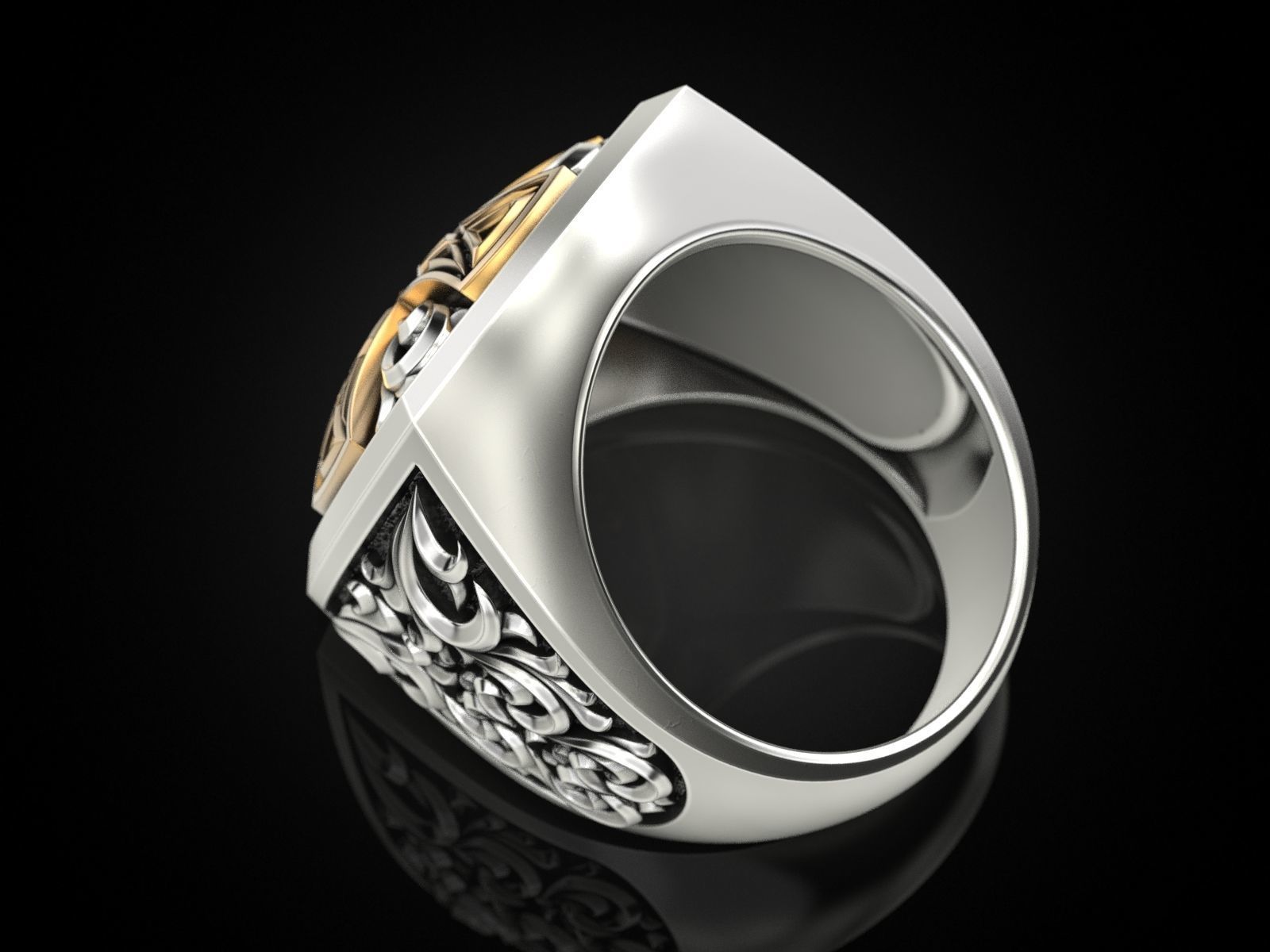 Cross ring with patterns 3D print model_9