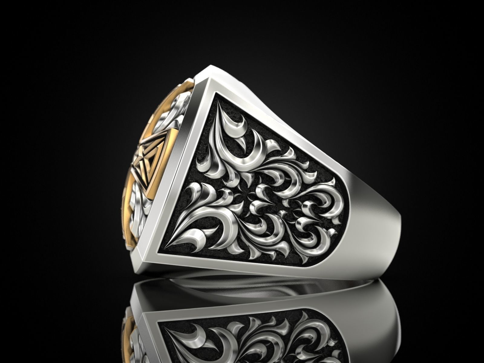 Cross ring with patterns 3D print model_6