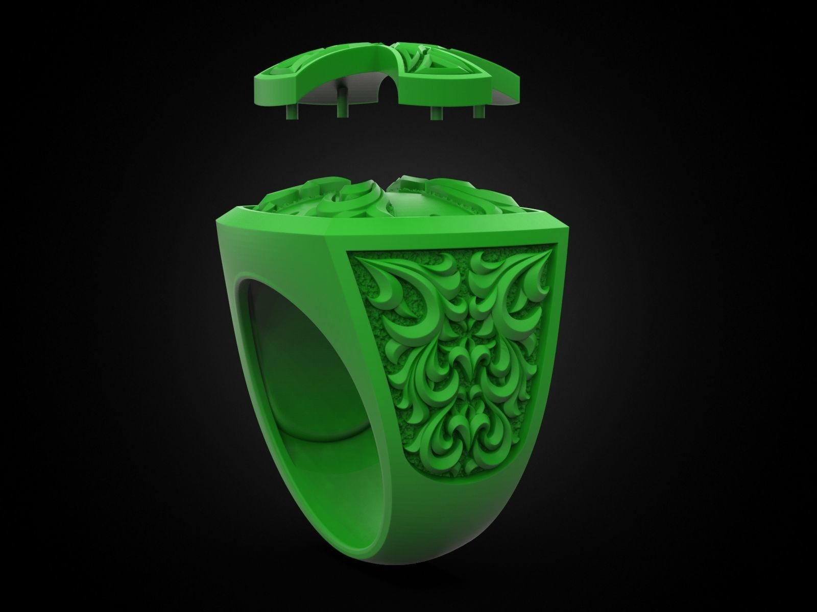 Cross ring with patterns 3D print model_12