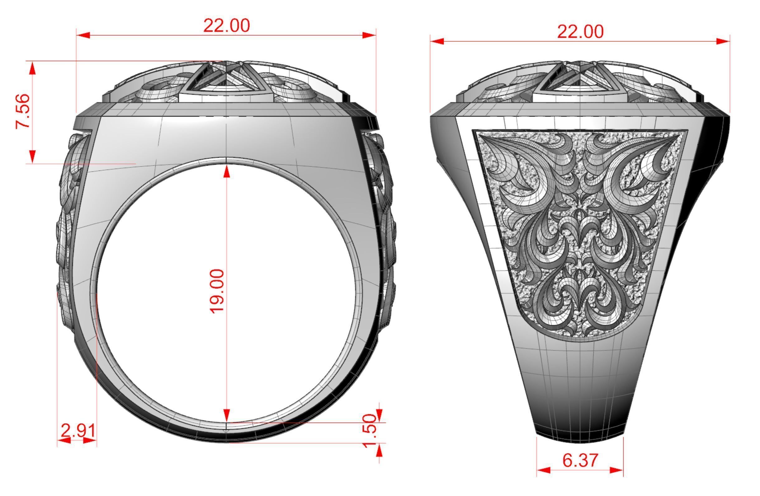 Cross ring with patterns 3D print model_13
