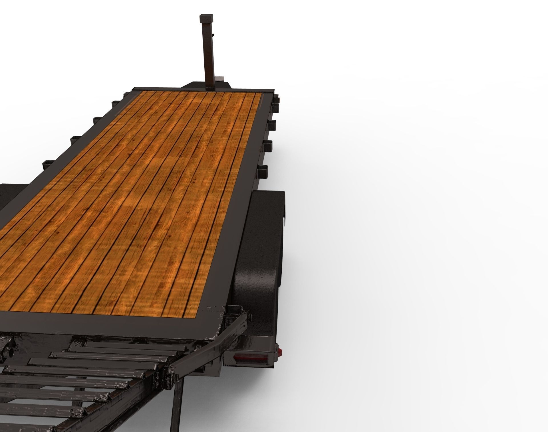12000 GVWR Standard Wood Floor Equipment Trailer Low-poly 3D model_6