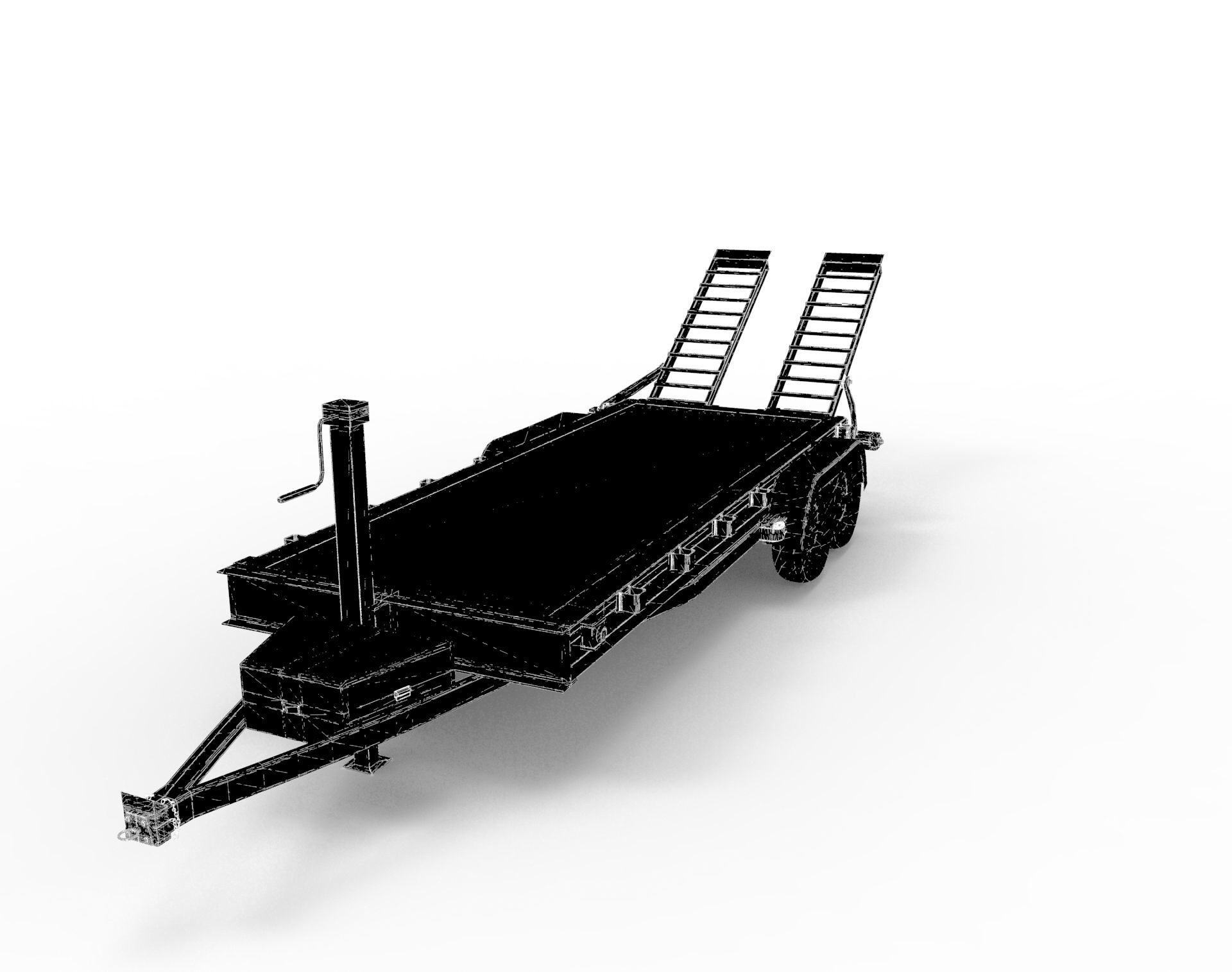 12000 GVWR Standard Wood Floor Equipment Trailer Low-poly 3D model_18