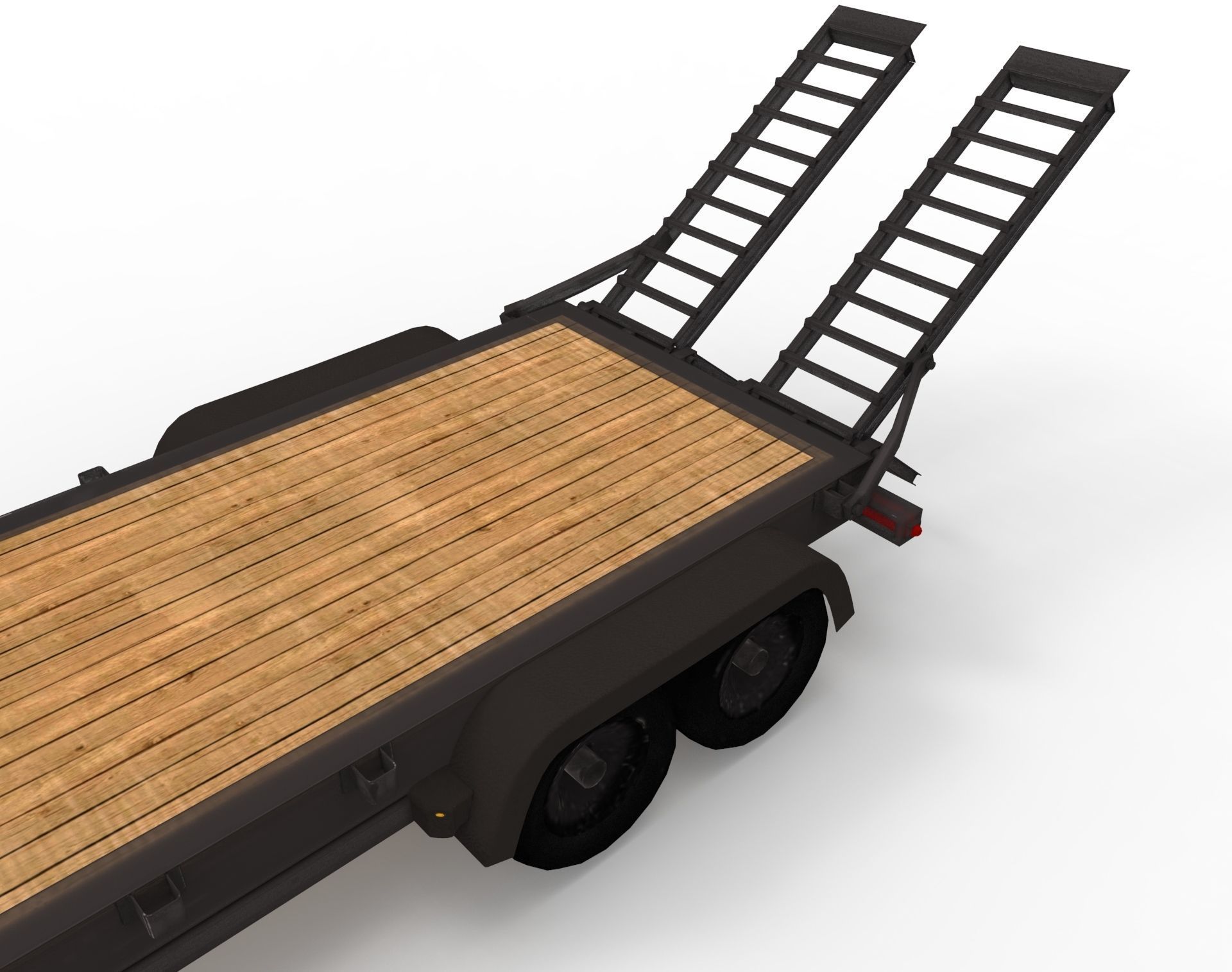 12000 GVWR Standard Wood Floor Equipment Trailer Low-poly 3D model_15
