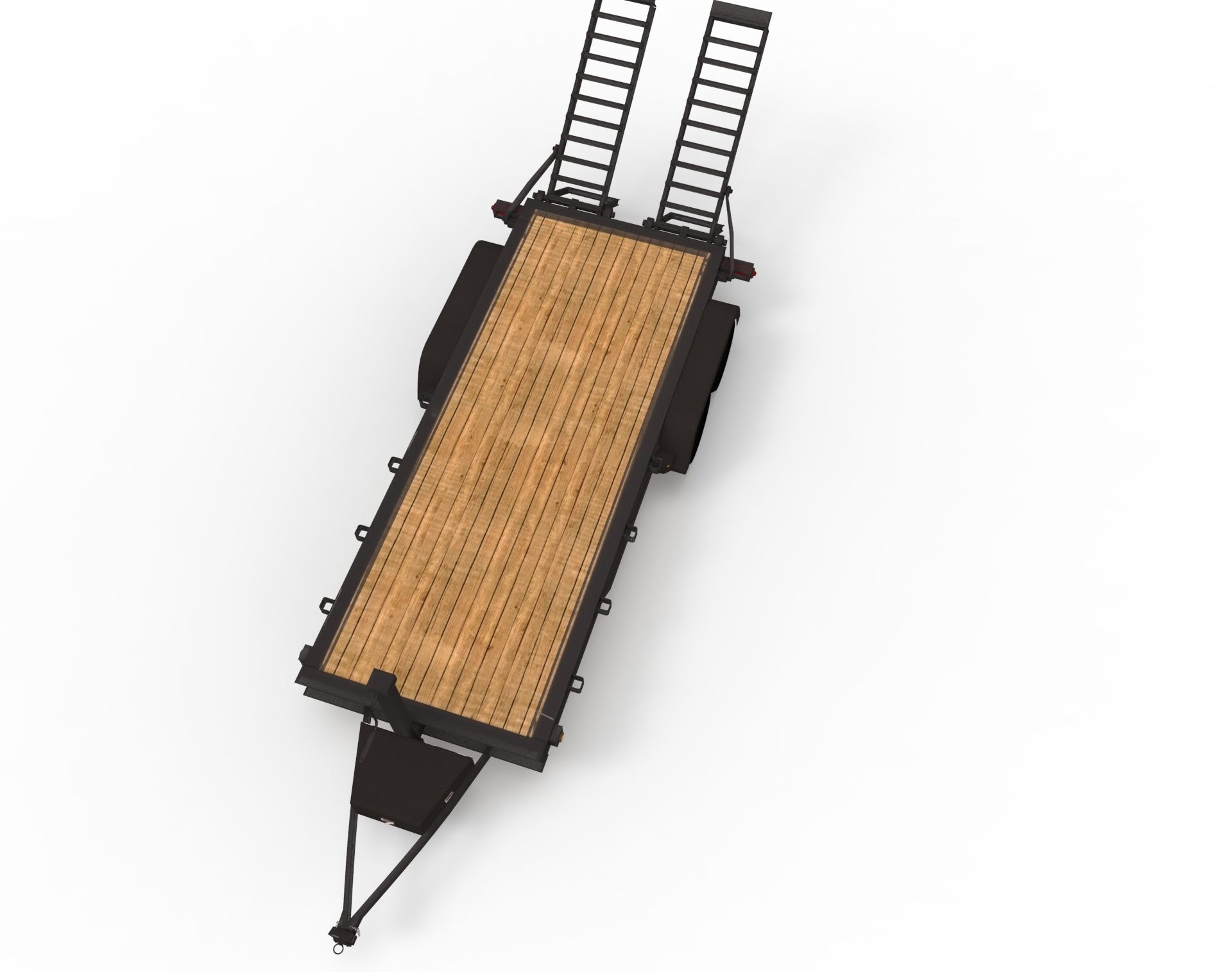 12000 GVWR Standard Wood Floor Equipment Trailer Low-poly 3D model_14