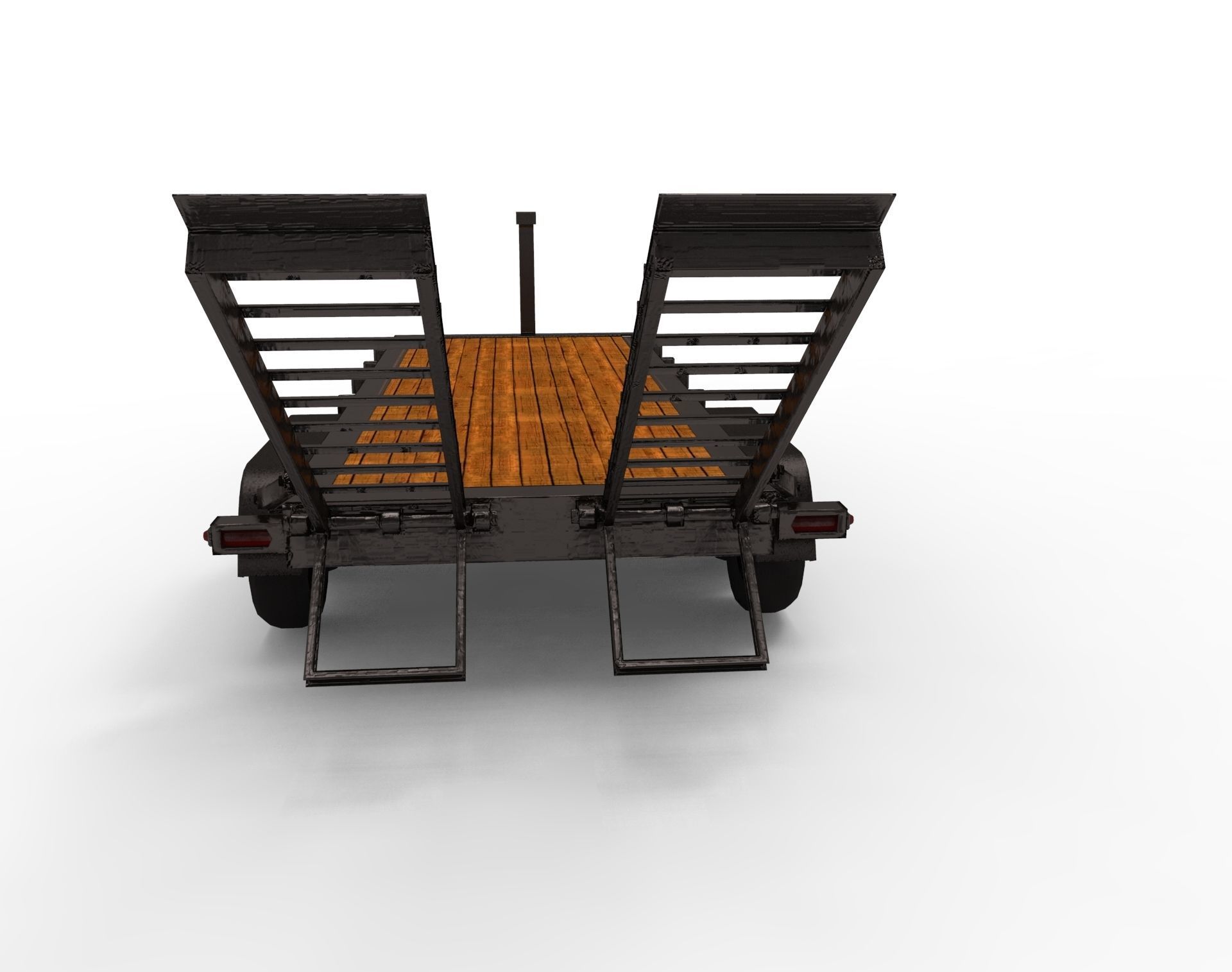 12000 GVWR Standard Wood Floor Equipment Trailer Low-poly 3D model_5