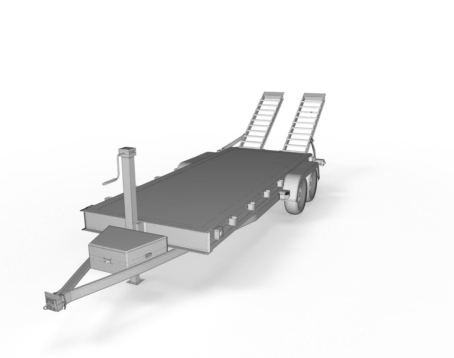 12000 GVWR Standard Wood Floor Equipment Trailer Low-poly 3D model_19
