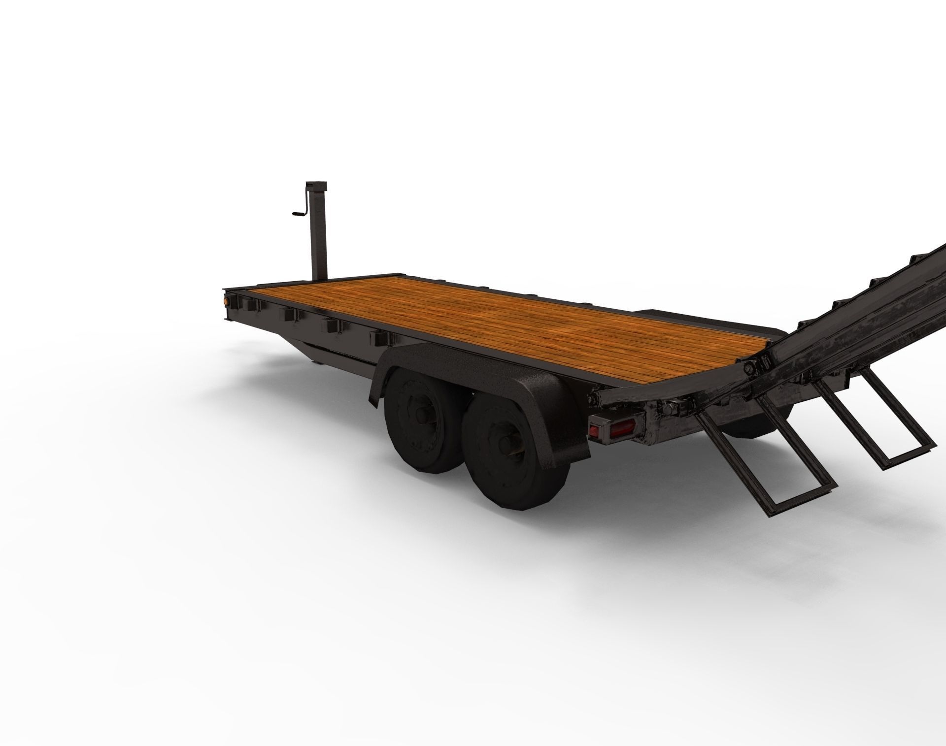 12000 GVWR Standard Wood Floor Equipment Trailer Low-poly 3D model_3