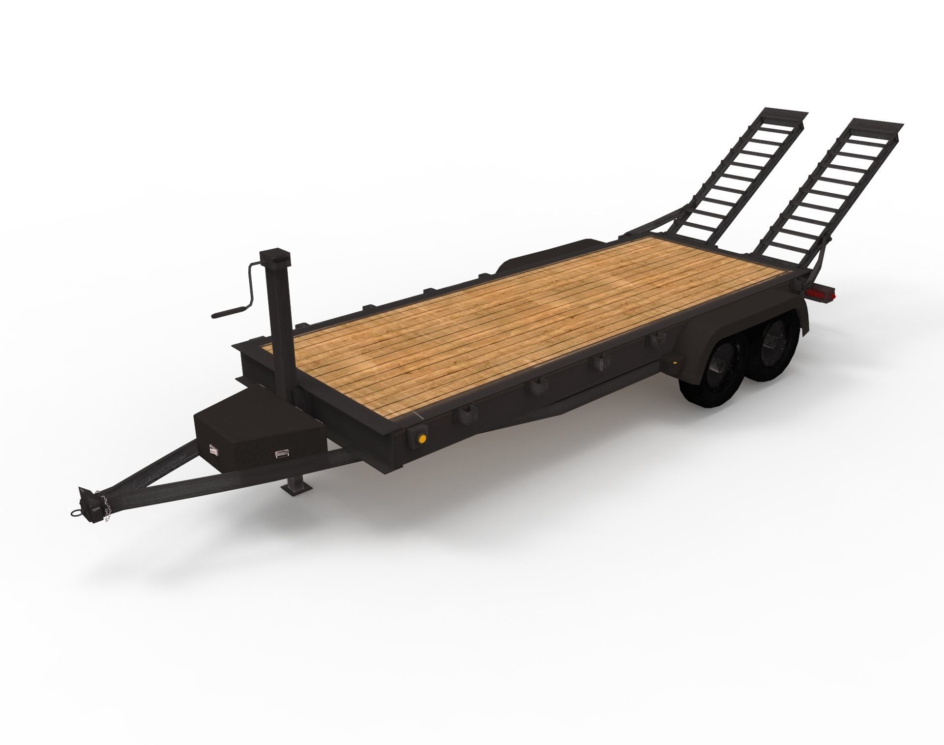 12000 GVWR Standard Wood Floor Equipment Trailer Low-poly 3D model_2