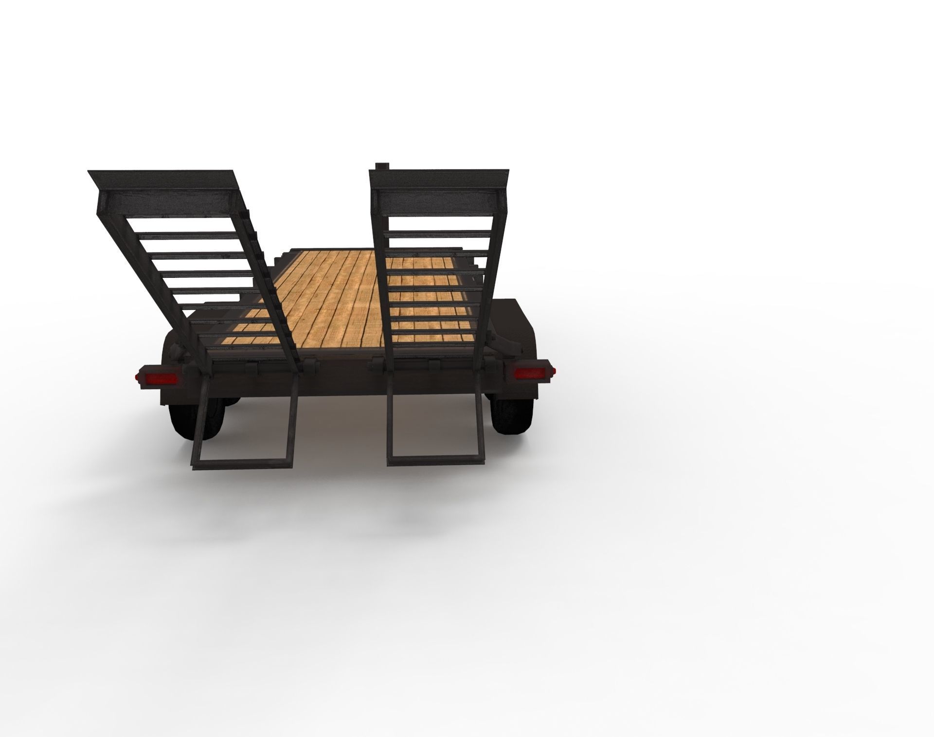 12000 GVWR Standard Wood Floor Equipment Trailer Low-poly 3D model_11