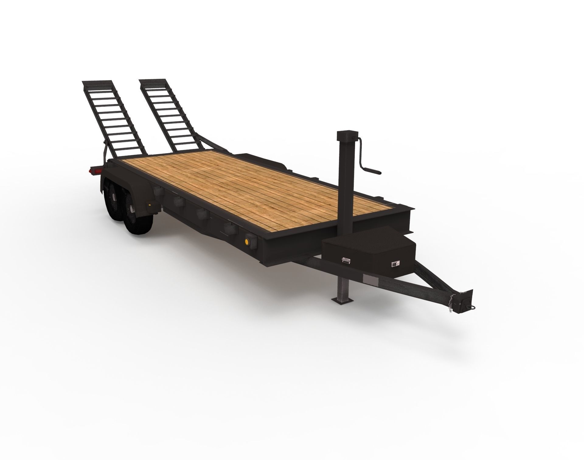 12000 GVWR Standard Wood Floor Equipment Trailer Low-poly 3D model_9