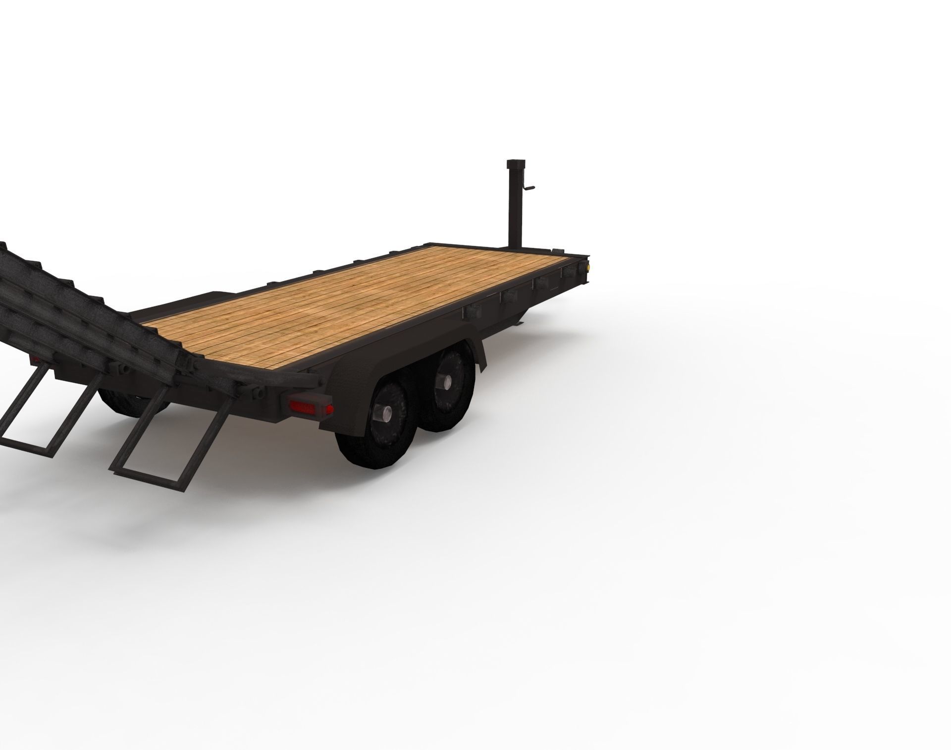 12000 GVWR Standard Wood Floor Equipment Trailer Low-poly 3D model_10