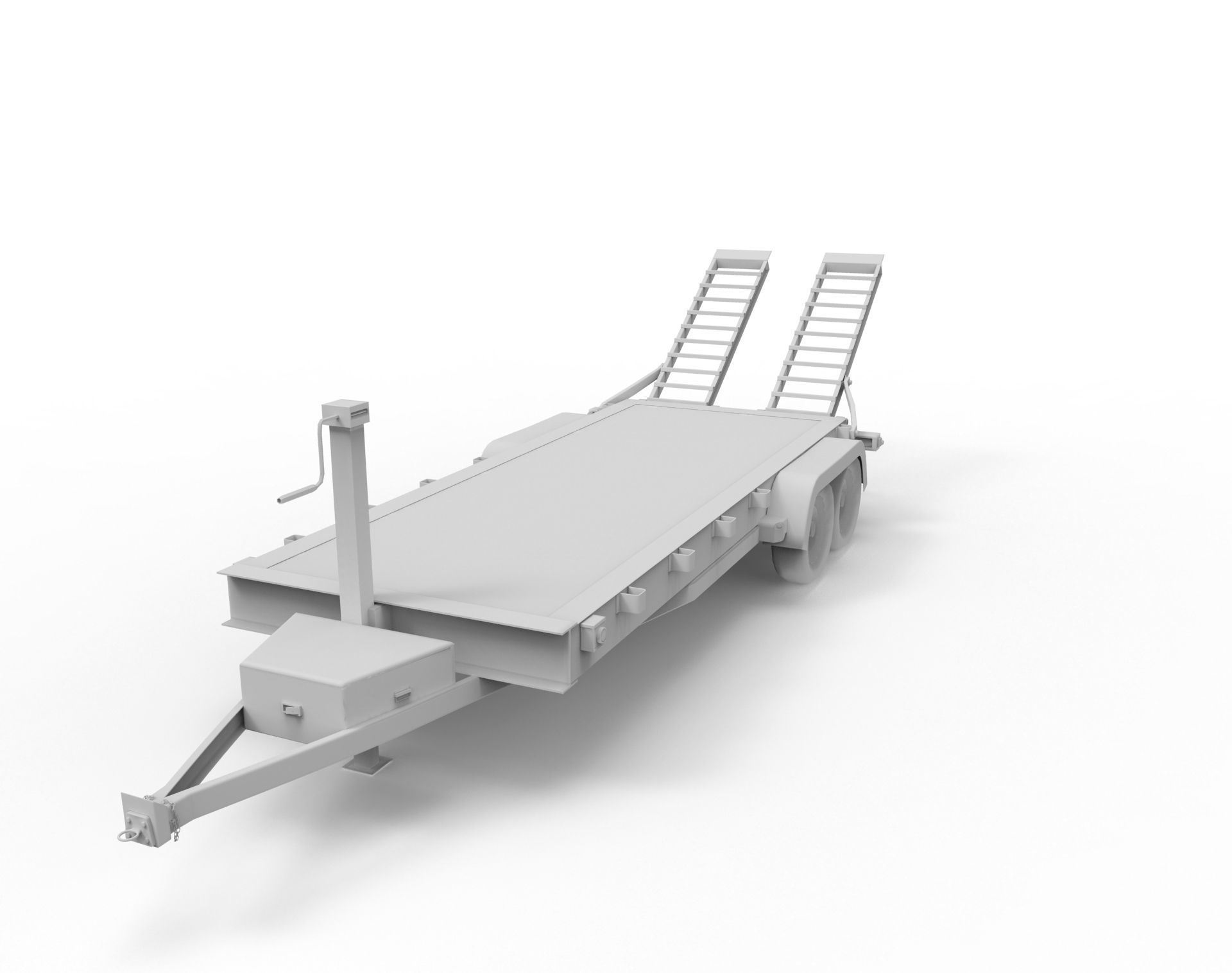 12000 GVWR Standard Wood Floor Equipment Trailer Low-poly 3D model_17