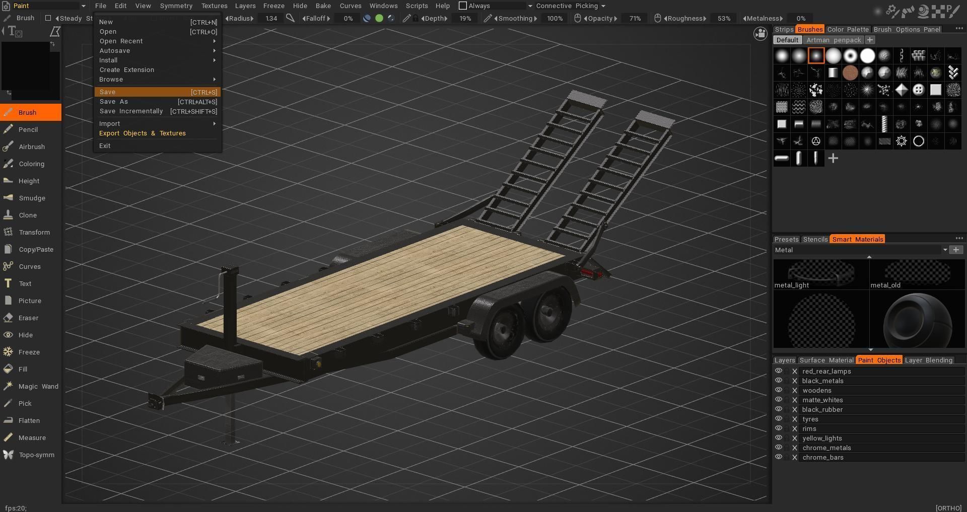 12000 GVWR Standard Wood Floor Equipment Trailer Low-poly 3D model_7