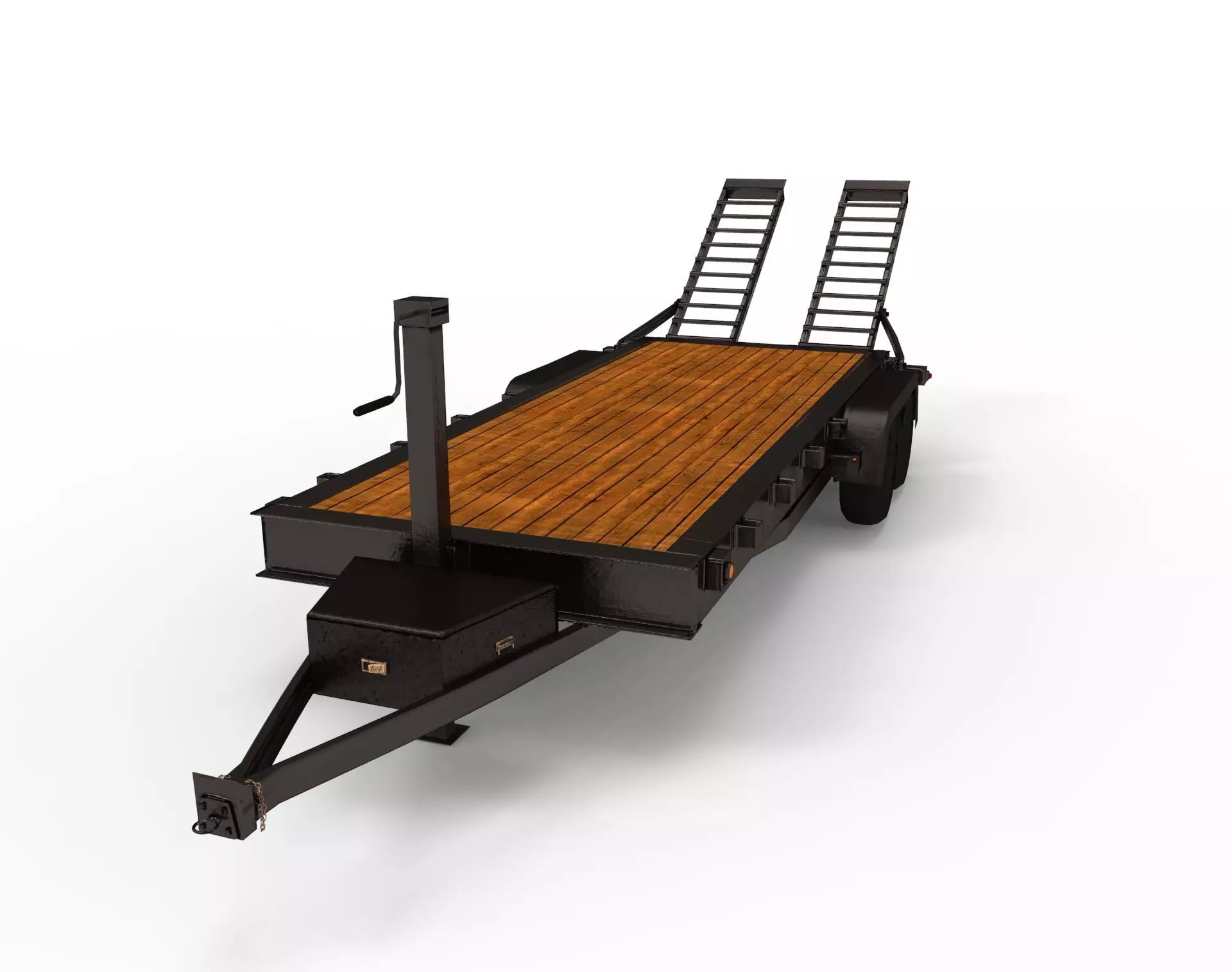 12000 GVWR Standard Wood Floor Equipment Trailer Low-poly 3D model_0