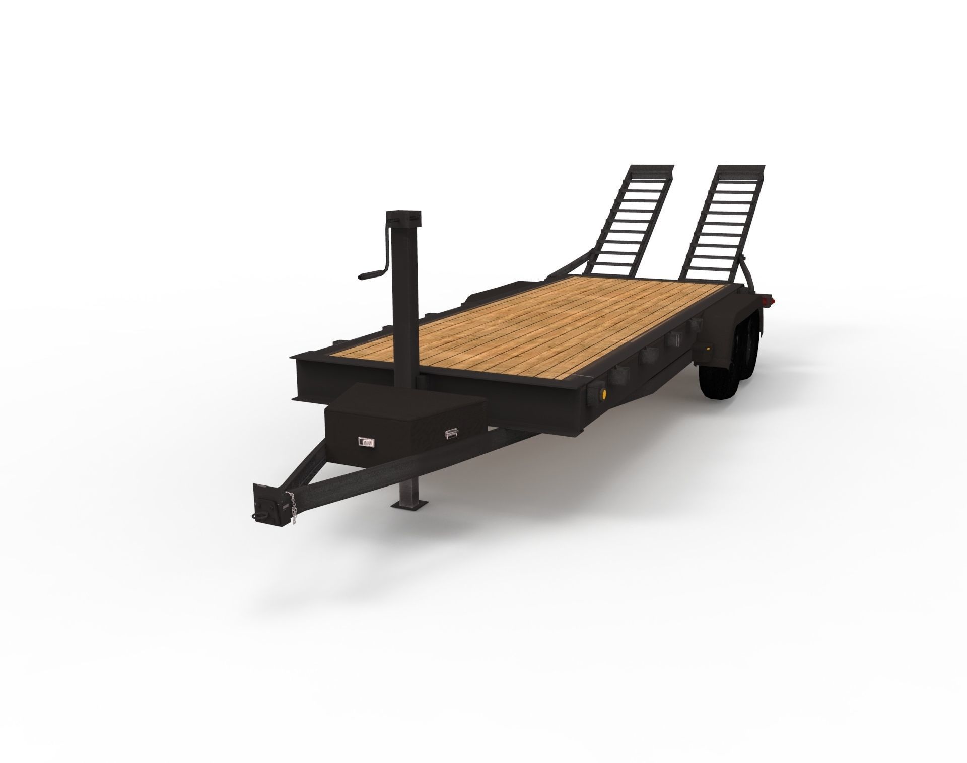 12000 GVWR Standard Wood Floor Equipment Trailer Low-poly 3D model_8