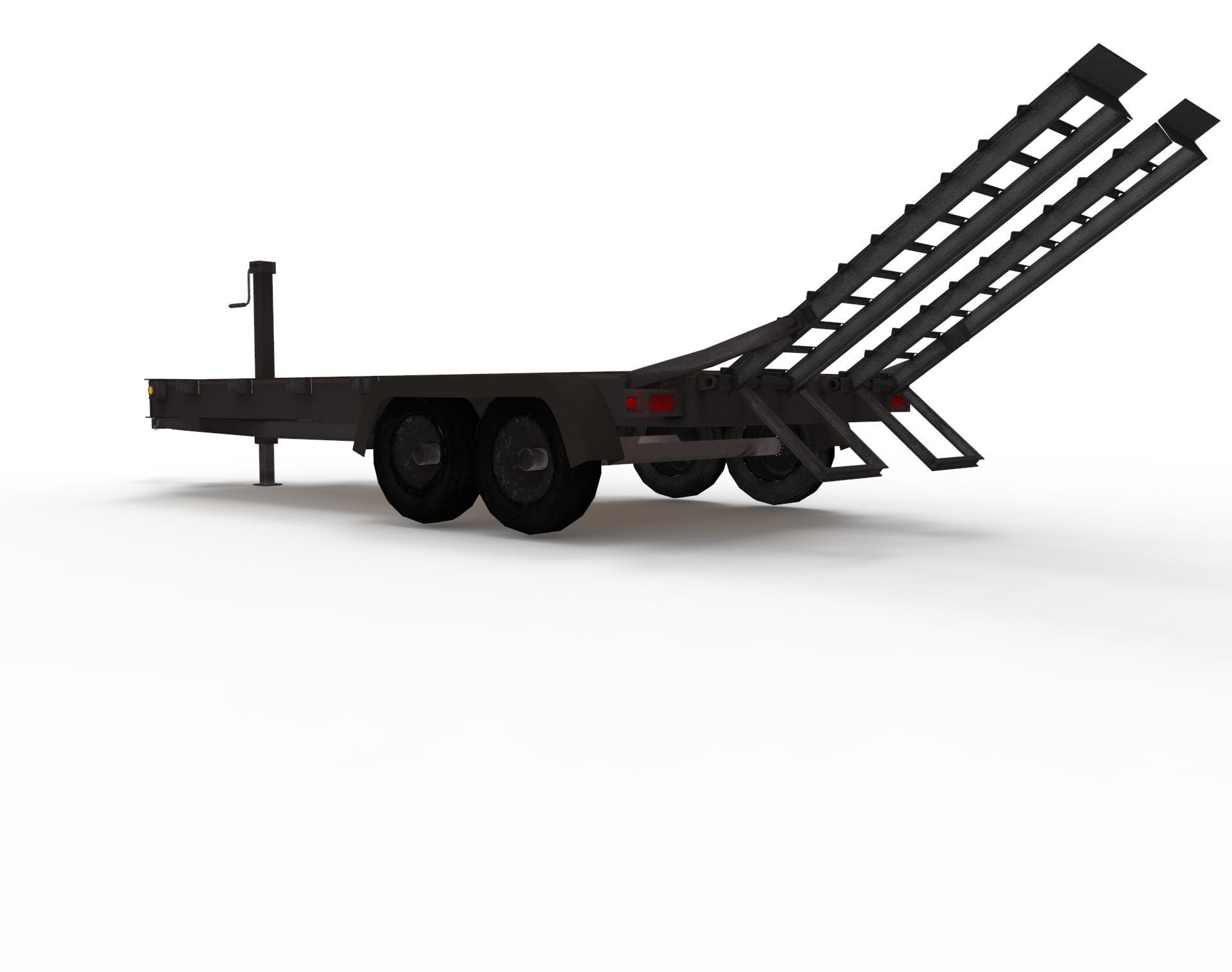 12000 GVWR Standard Wood Floor Equipment Trailer Low-poly 3D model_12