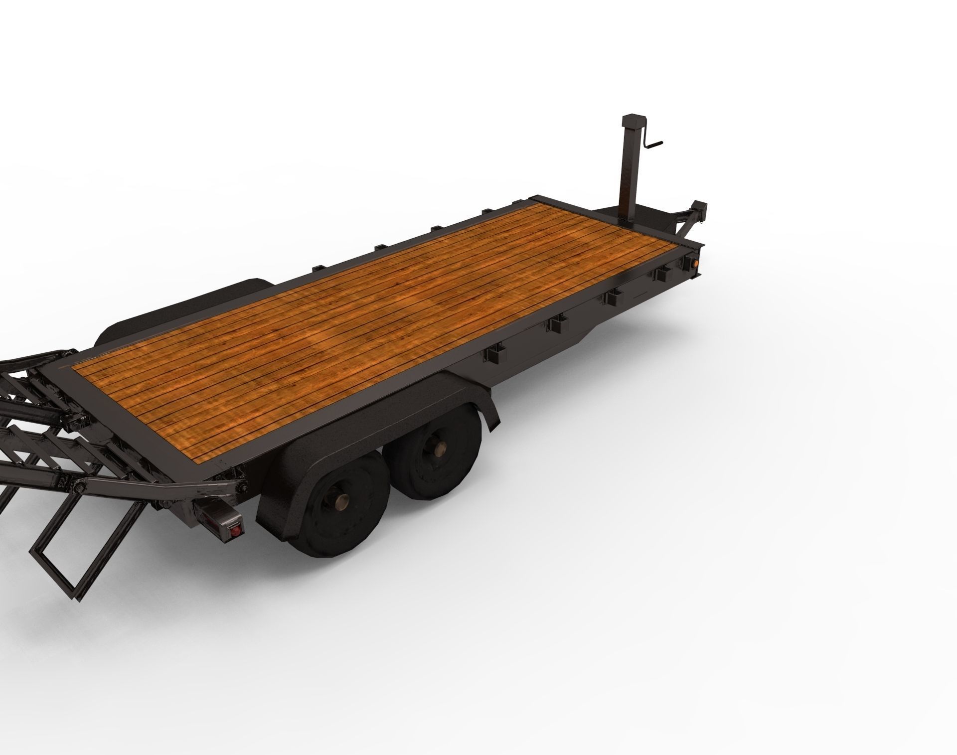 12000 GVWR Standard Wood Floor Equipment Trailer Low-poly 3D model_4