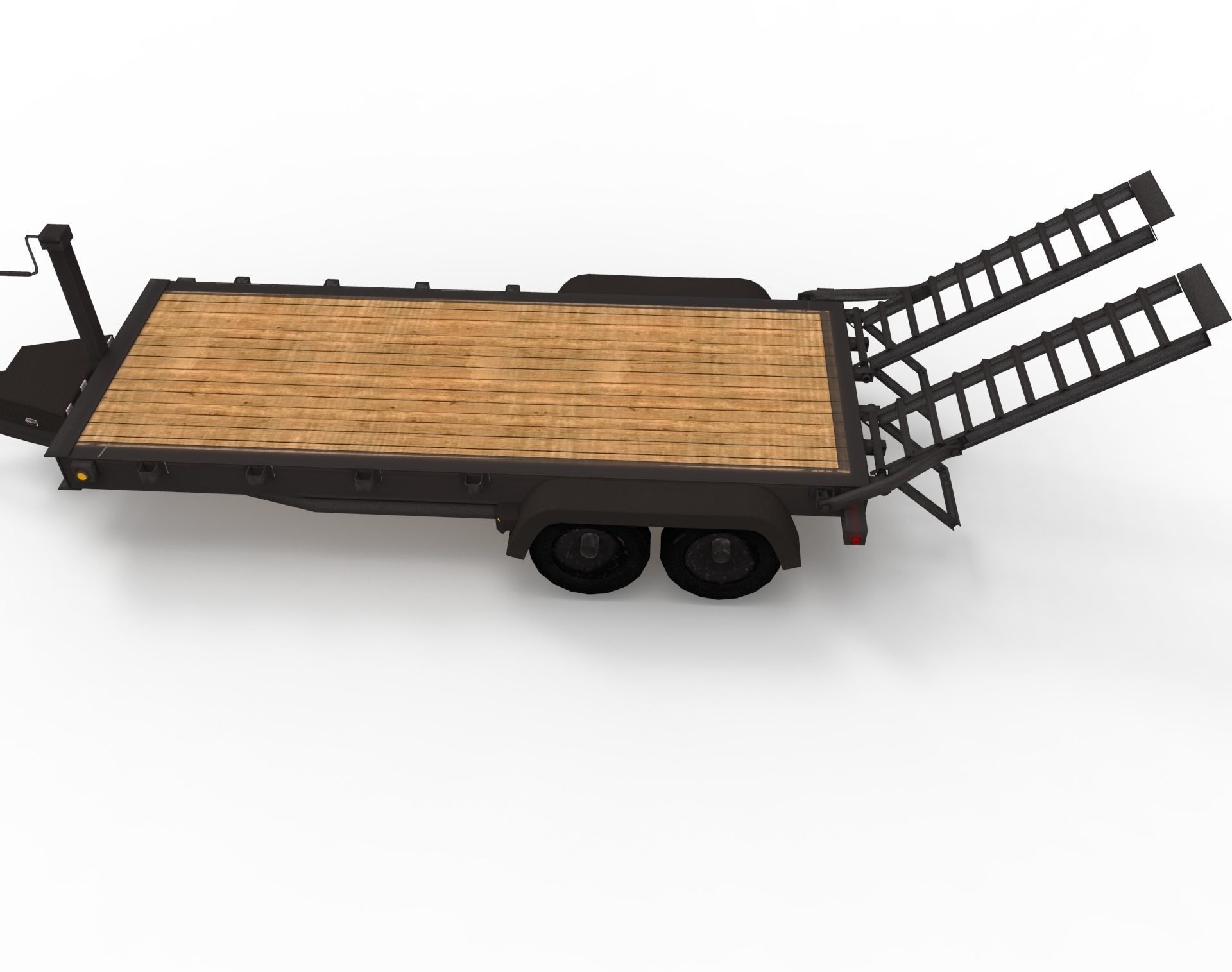 12000 GVWR Standard Wood Floor Equipment Trailer Low-poly 3D model_13