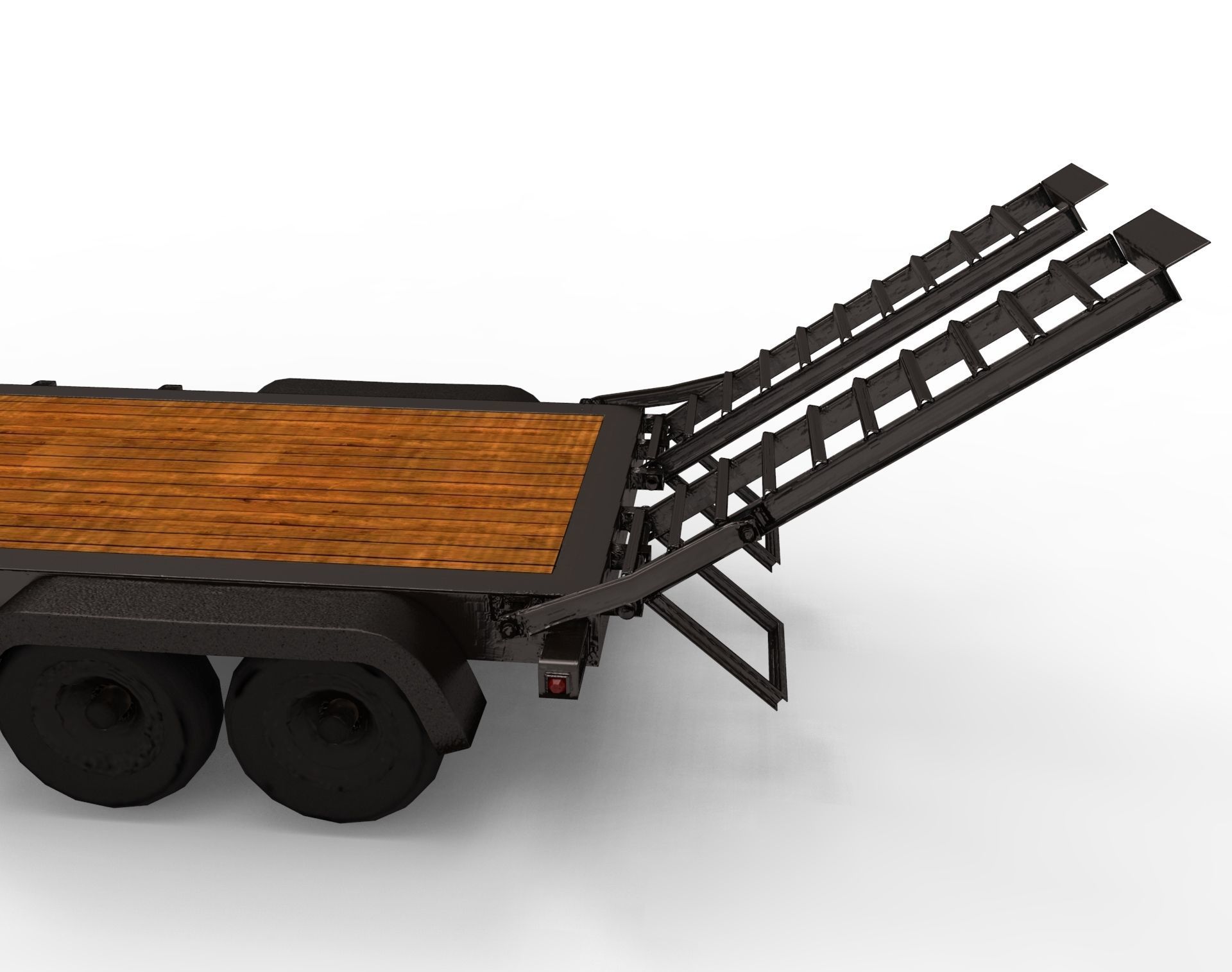 12000 GVWR Standard Wood Floor Equipment Trailer Low-poly 3D model_1