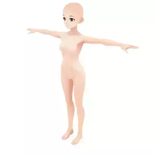 Rigged and animated anime girl basemesh Low-poly 3D model