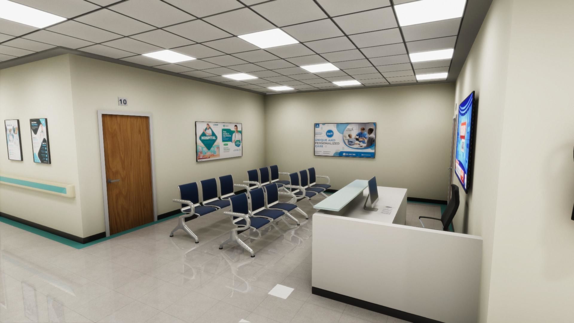 Hospital Hallway Low-poly 3D model_5