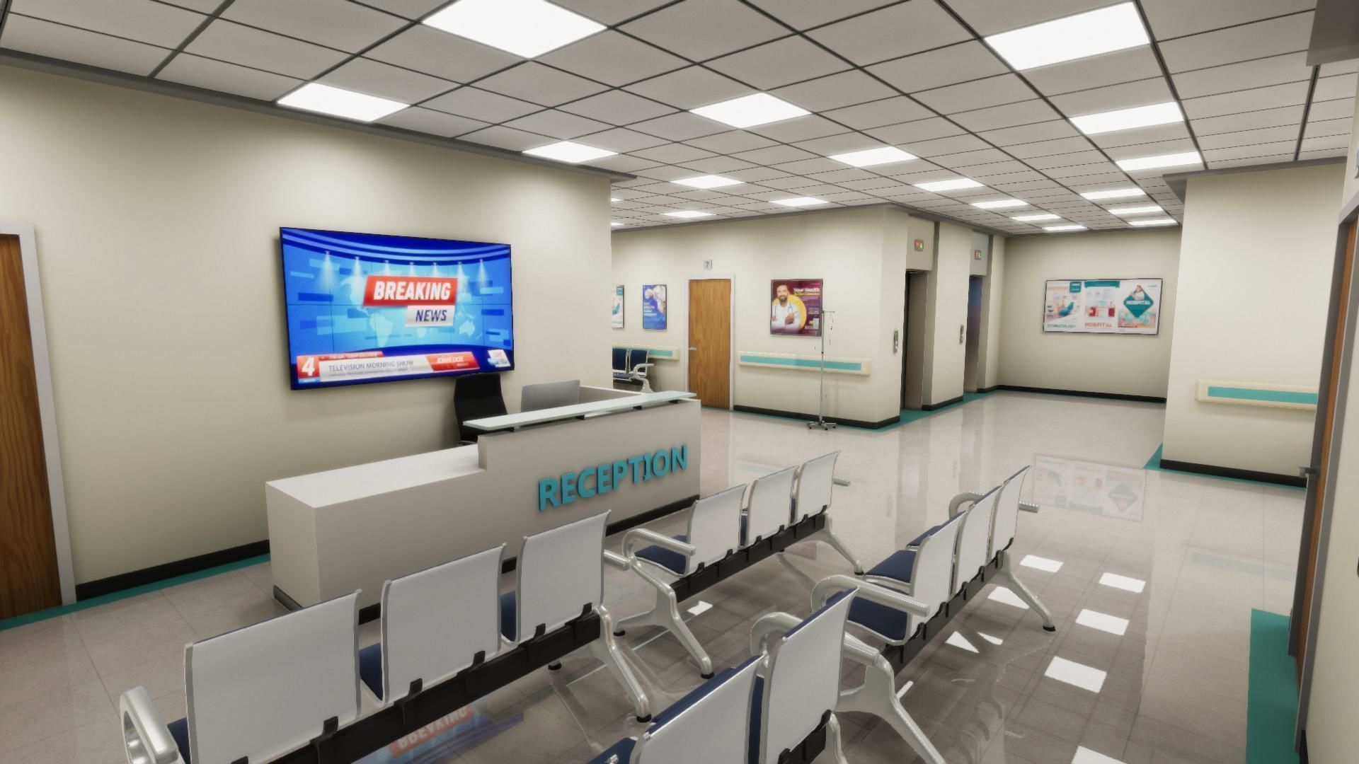 Hospital Hallway Low-poly 3D model_8