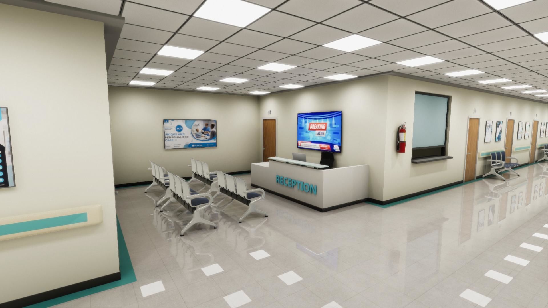 Hospital Hallway Low-poly 3D model_2