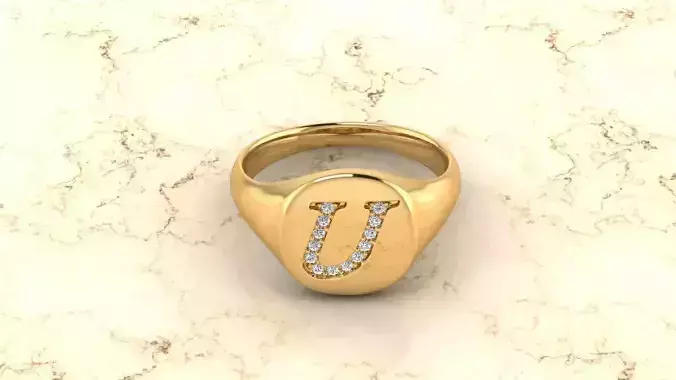 Alphabet Jewelry Ring  U
