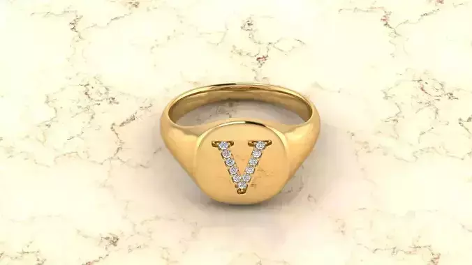 Alphabet Jewelry Ring V