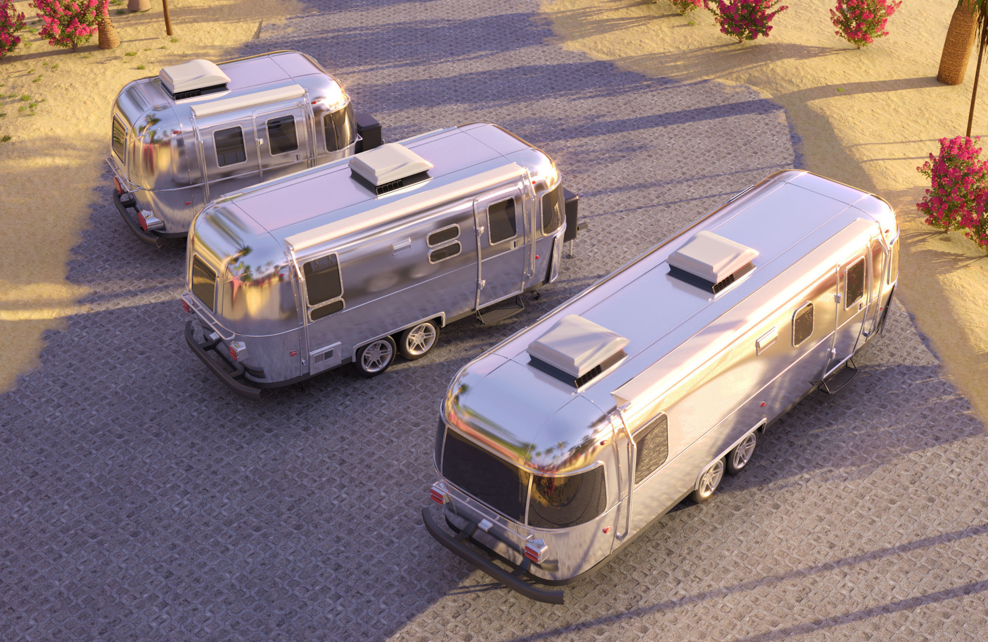 Airstream trailers pack - Realistic scene 3D model_1